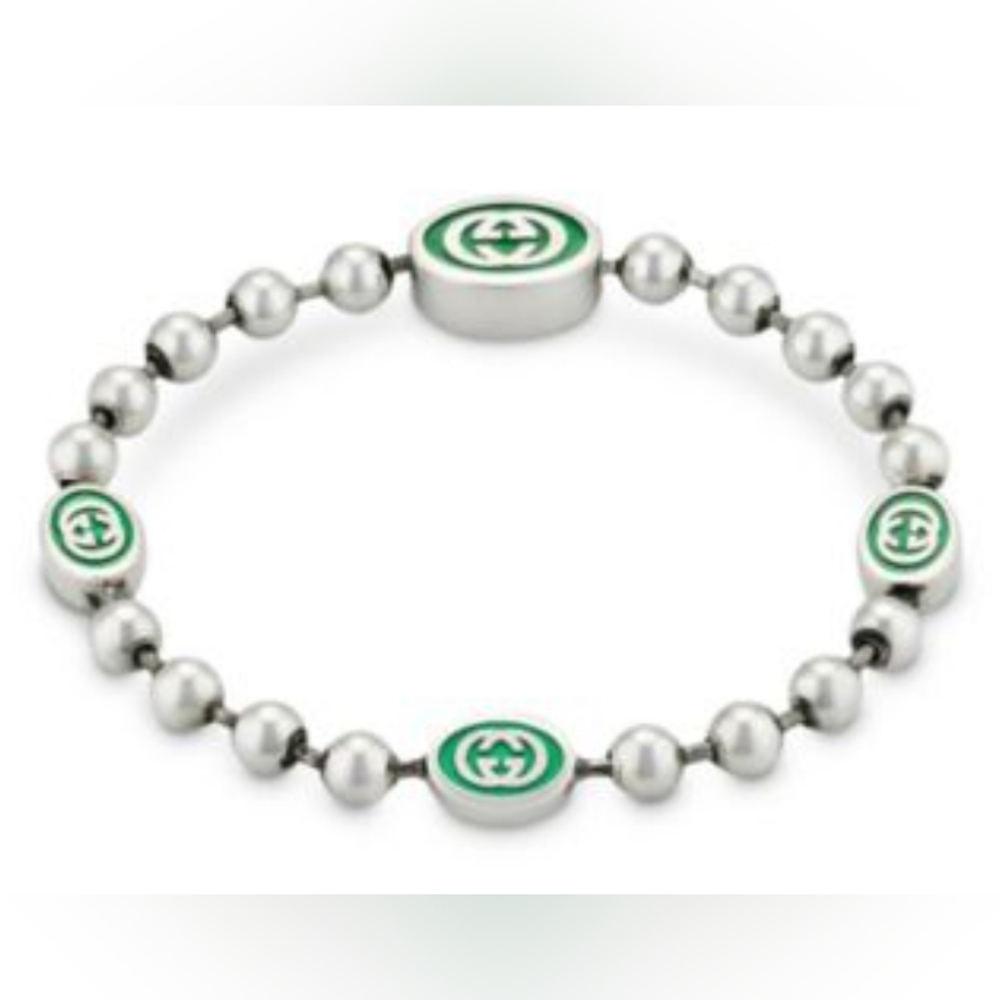 Interlocked Gucci collection Sterling silver beaded bracelet